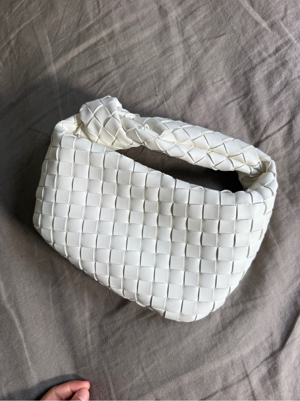 Woven Shoulder Hobo Bag in White